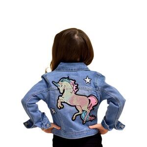 Kid's Denim Jacket W/ Unicorn Patch